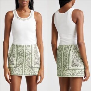 Zimmermann Matchmaker Bandana Linen Mini Skirt Mint US 12 NWT AU 4